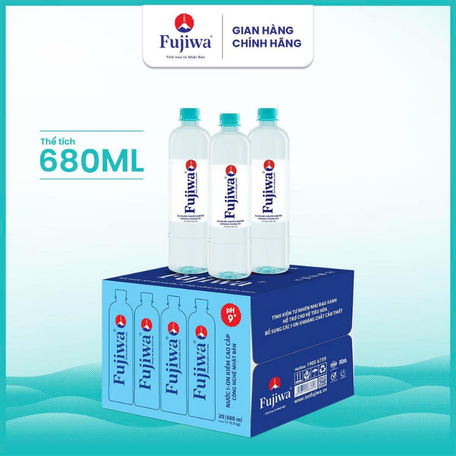 Nước Ion kiềm cao cấp Fujiwa 680ml - 20 chai - công nghệ điện phân số 1 Nhật Bản - Ảnh 3