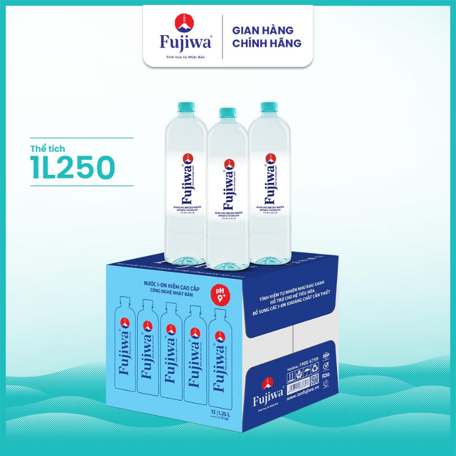 Nước Ion kiềm cao cấp Fujiwa 1.25L - 12 chai - công nghệ điện phân số 1 Nhật Bản - Ảnh 4