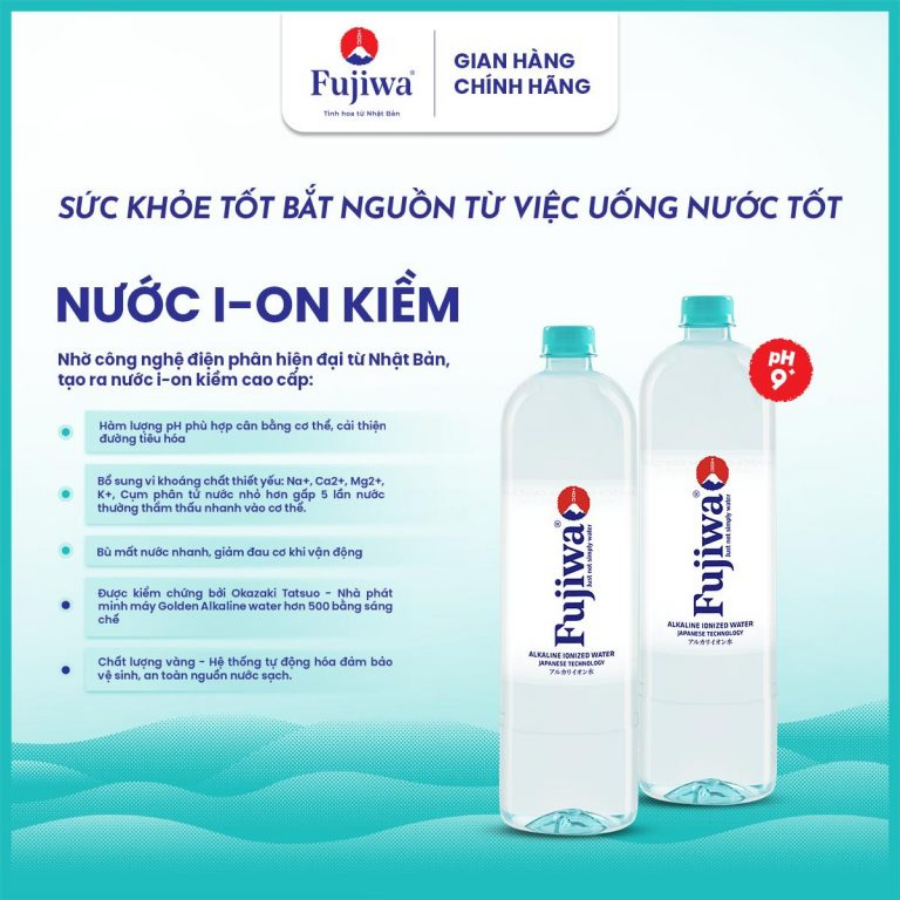 Nước Ion kiềm cao cấp Fujiwa 1.25L - 12 chai - công nghệ điện phân số 1 Nhật Bản - Ảnh 2