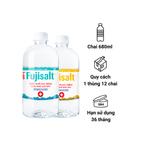 Nước muối súc miệng công nghệ Nhật Bản Ion Muối Fujisalt - Diệt khuẩn, bảo vệ răng miệng, hương the mát và hương biển - Thùng 12 chai x 680ml