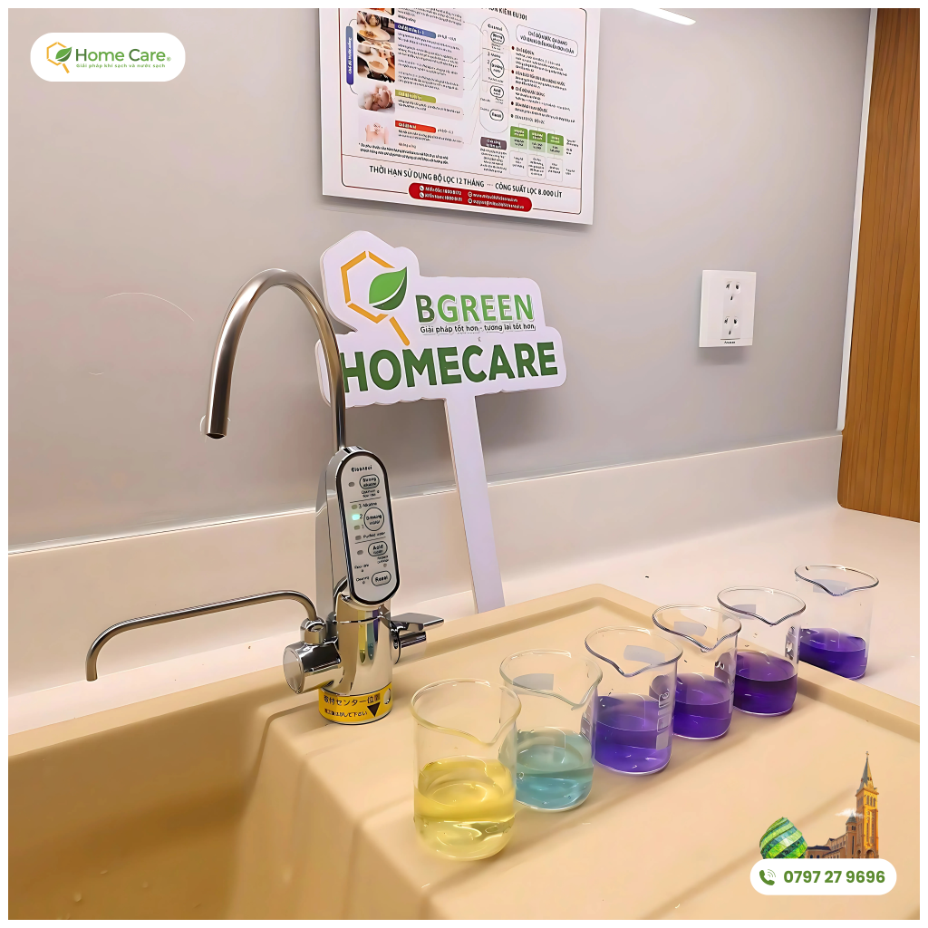 Ảnh thực tế Máy ion kiềm lắp cho khách của Home Care