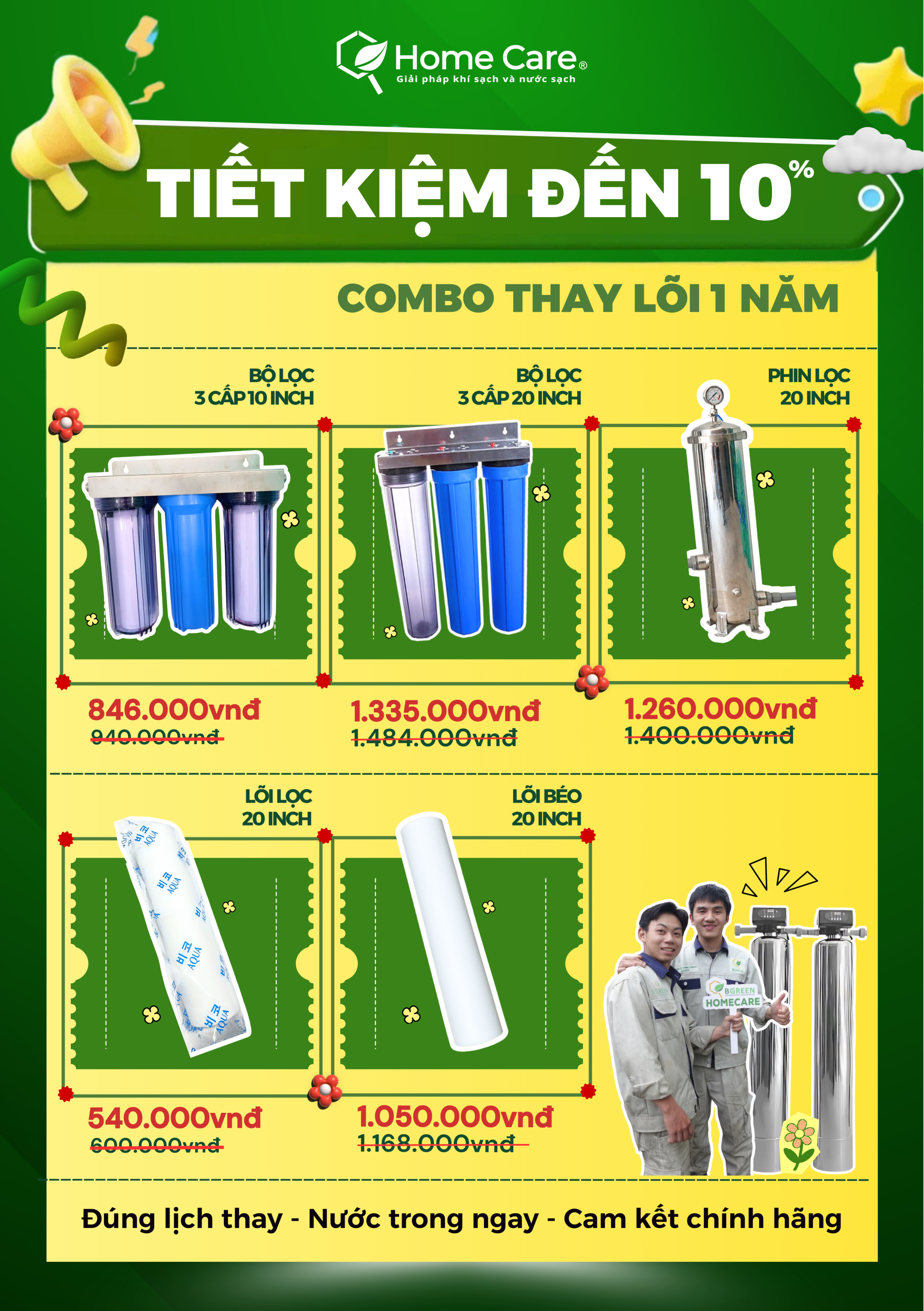 Thay lõi lọc tổng, RO, máy nóng lạnh