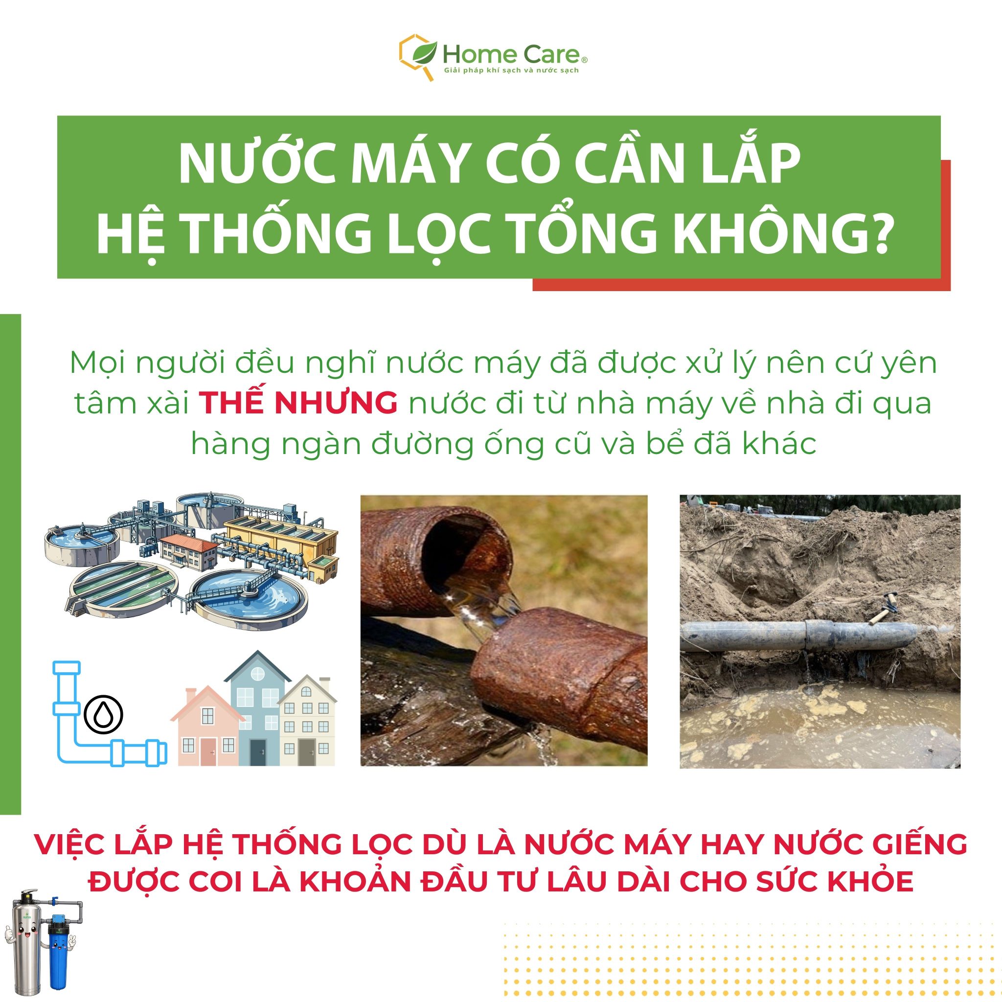 Dùng nước máy có cần lắp hệ thống lọc tổng không?