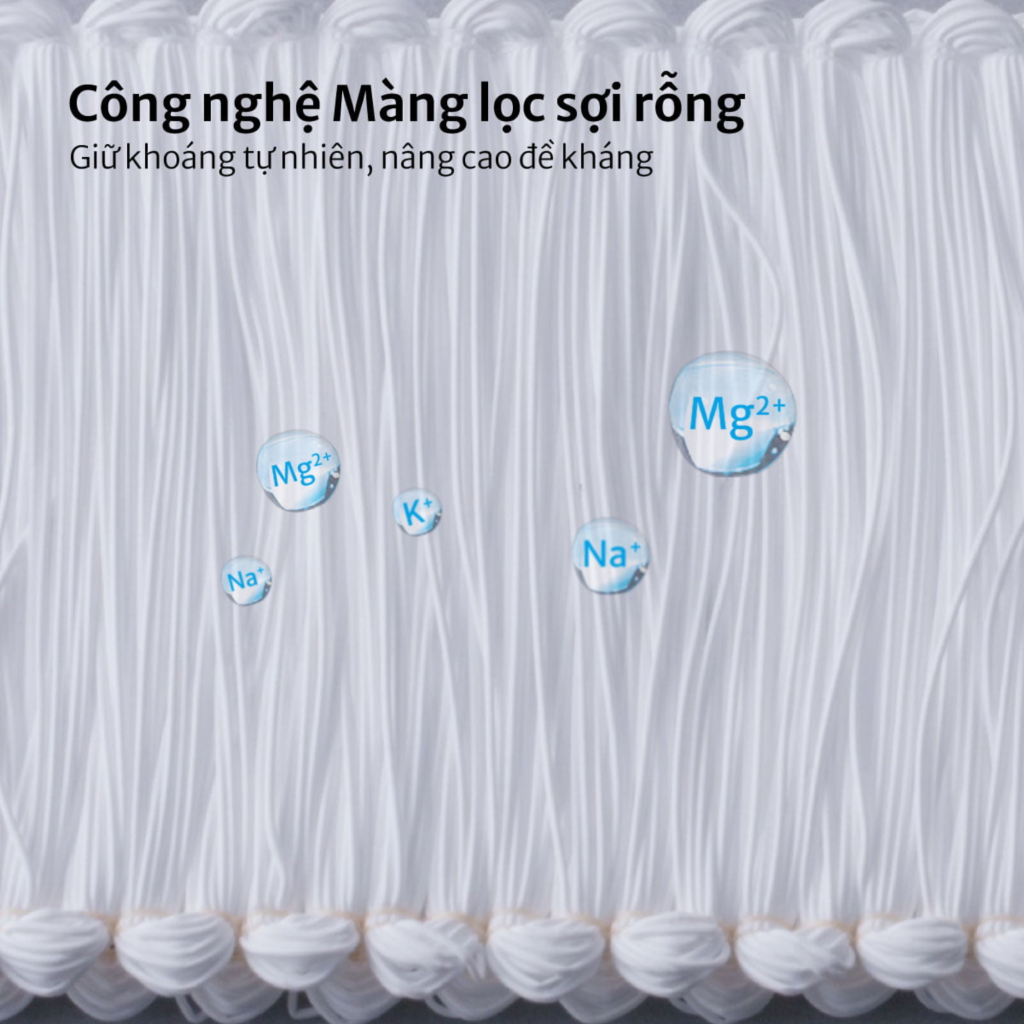 Màng lọc sợi rỗng - công nghệ độc quyền Nhật Bản có thể lọc vi sinh, tạp chất nhỏ đến 0.01 micromet